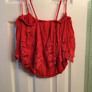 Free people strapless tank tube top orange